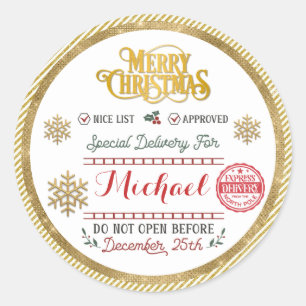 Sticker Rond Père Noël pôle Nord livraison spéciale personnalis