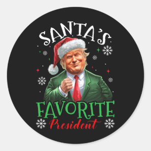 Sticker Rond Père Noël Président favori Funny Trump Noël X
