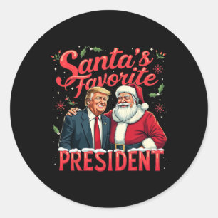 Sticker Rond Père Noël Président favori Noël Drôle Trump X