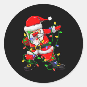 Sticker Rond Père Noël qui fait le dab T-shirts drôles de Noël