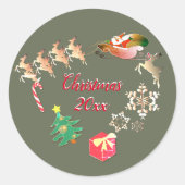 Sticker Rond Père Noël Reindeer Christmas Grey (Devant)