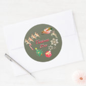 Sticker Rond Père Noël Reindeer Christmas Grey (Enveloppe)