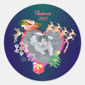 Sticker Rond Père Noël Reindeer Photo Heart Frame (Devant)