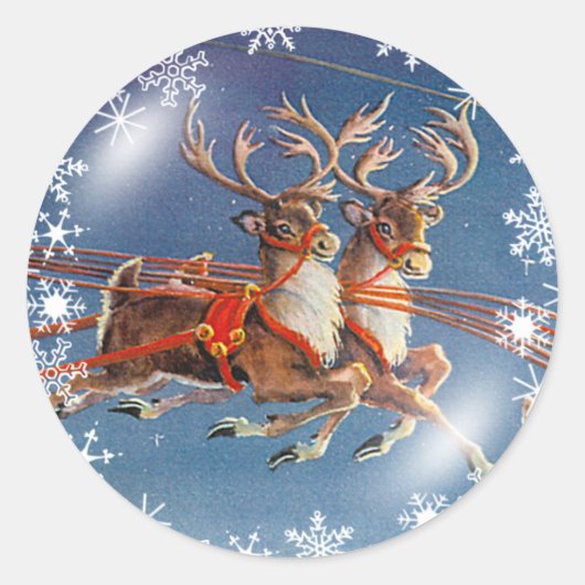Sticker Rond PÈRE NOËL REINDEER & SNOWFLAKES par SHARON SHARPE (Devant)