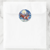 Sticker Rond PÈRE NOËL REINDEER & SNOWFLAKES par SHARON SHARPE (Sac)