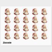 Sticker Rond Père Noël rétro (Feuille)