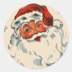 Sticker Rond Père Noël Rétro Aux Étoiles