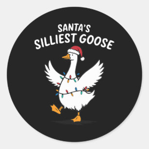 Sticker Rond Père Noël rétro Oie de Noël la plus brillante Oie