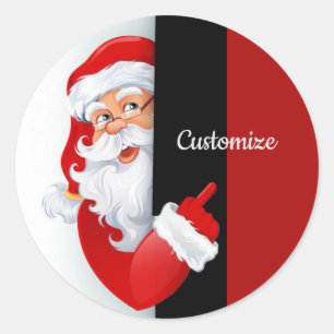 Sticker Rond Père Noël rouge et blanche personnalisée