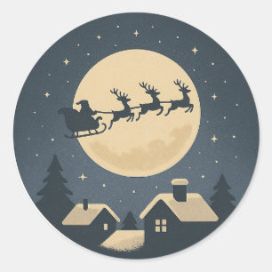 Sticker Rond Père Noël Sleigh