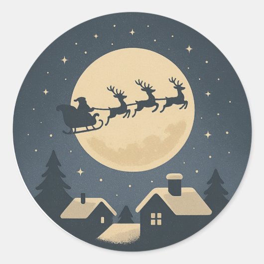 Sticker Rond Père Noël Sleigh (Devant)