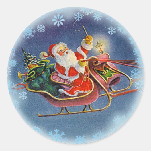 Sticker Rond PÈRE NOËL & SLEIGH par SHARON SHARPE (Devant)