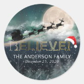 Sticker Rond Père Noël Sleigh Reindeer Noël CROYER Santa Hat (Devant)