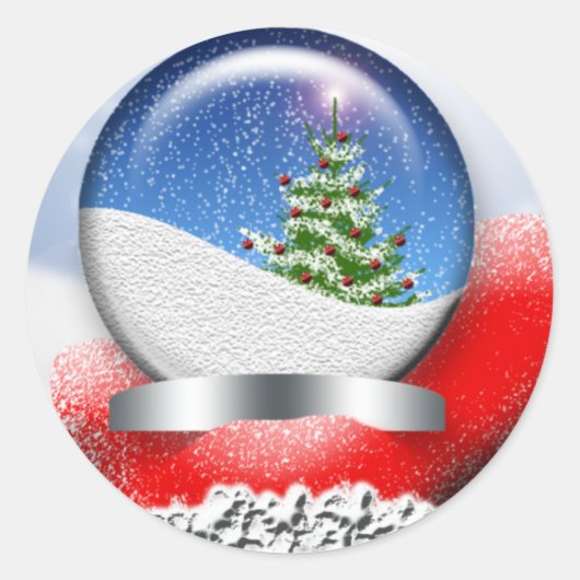 Sticker Rond Père Noël Snowglobe - Phoques Carte de fin de anné (Devant)