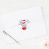 Sticker Rond Père Noël Snowman avec Red Shovel (Enveloppe)