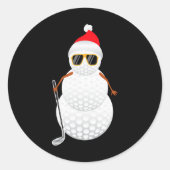 Sticker Rond Père Noël Snowman Golf Ball Christmas Golfer Cadea (Devant)