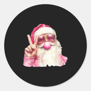 Sticker Rond Père Noël soufflant du Bubble Gum Nk Sungles Noël