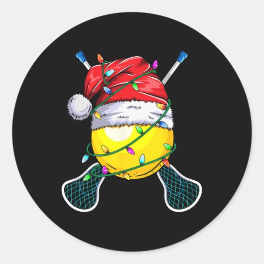 Sticker Rond Père Noël Sports Design - Lacrosse de Noël (Devant)