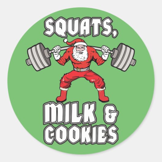 Sticker Rond Père Noël - Squats, Lait et Cookies (Devant)