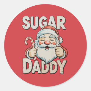 Sticker Rond Père Noël Sucre Xmas Papa Drôle de Noël Bonbon de