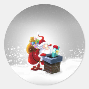 Sticker Rond Père Noël sur le dessus de toit