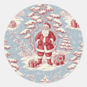 Sticker Rond Père Noël toile de Noël