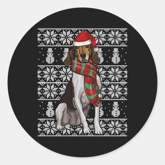 Sticker Rond Père Noël Treking Walker Coonhound (Devant)