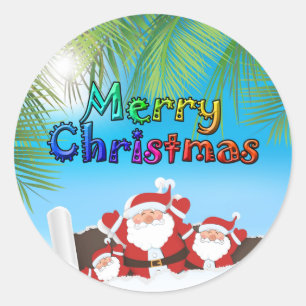 Sticker Rond père Noël tropicale