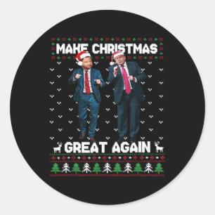 Sticker Rond Père Noël Trump dansant et DJ Vance rendent Noël g