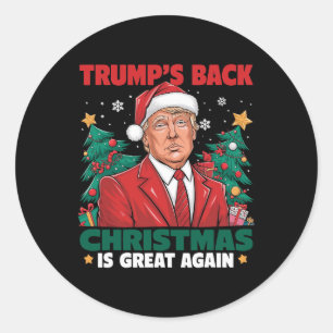 Sticker Rond Père Noël Trump Danse Rendre Noël super moche