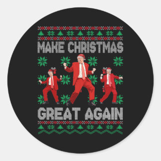 Sticker Rond Père Noël Trump Danse Rendre Noël super moche