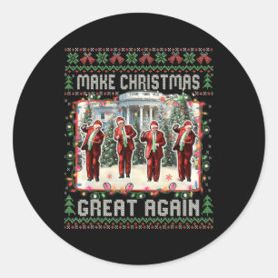 Sticker Rond Père Noël Trump Danse Rendre Noël super moche