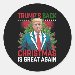 Sticker Rond Père Noël Trump Danse Rendre Noël super moche