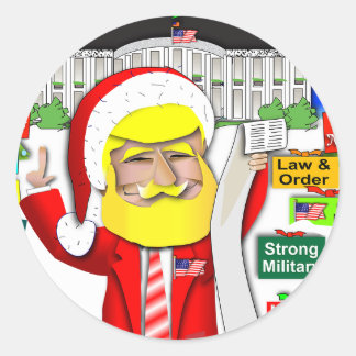Sticker Rond Père Noël Trump Ho Ho Ho