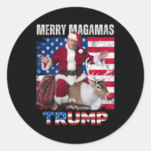 Sticker Rond Père Noël Trump Humour de Noël drôle Trump réservo