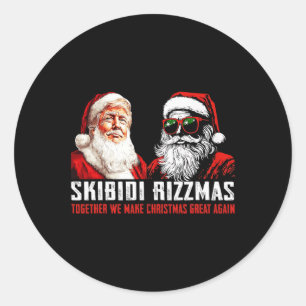 Sticker Rond Père Noël Trump Skibidi Rizzmas Rendre Noël Super
