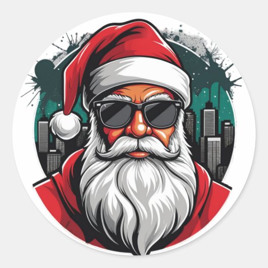Sticker Rond Père Noël urbaine 10 (Devant)