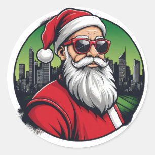 Sticker Rond Père Noël urbaine 2