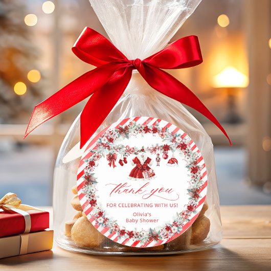 Sticker Rond Père Noël Vêtements bébé Baby shower Merci