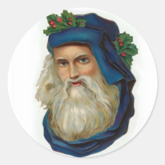 Sticker Rond Père Noël victorienne bleue