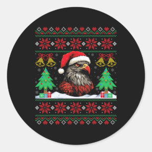 Sticker Rond Père Noël vilain faucon Chapeau Xmas Arbre Faucon