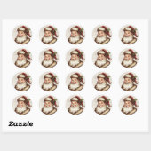 Sticker Rond Père Noël vintage (Feuille)