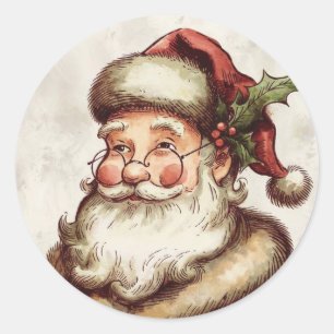 Sticker Rond Père Noël vintage
