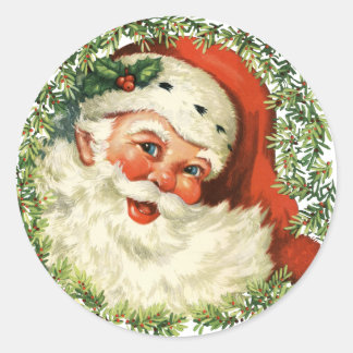 Sticker Rond Père Noël vintage