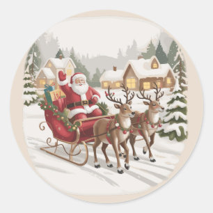 Sticker Rond Père Noël vintage années 90 Rétro Père Noël Fêtes 
