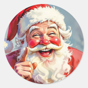 Sticker Rond Père Noël vintage drôle de Noël
