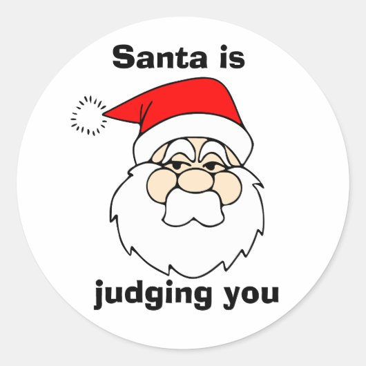 Sticker Rond Père Noël vous juge (Devant)