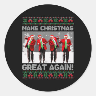 Sticker Rond Père Trump Danse Faire Noël Grande Encore Une Fois