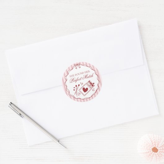 Sticker Rond Perfect Match Matchbox Bridal Shower Envelope Seal (Enveloppe)