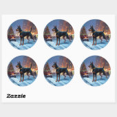 Sticker Rond Période de fêtes de Noël des Dobermann (Feuille)